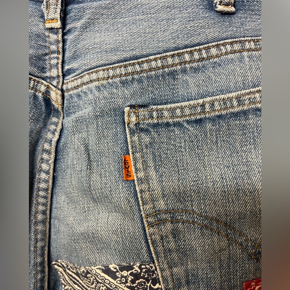 Vintage Rare orange tab Levi’s bandana patchwork shorts - Picture 2 of 6